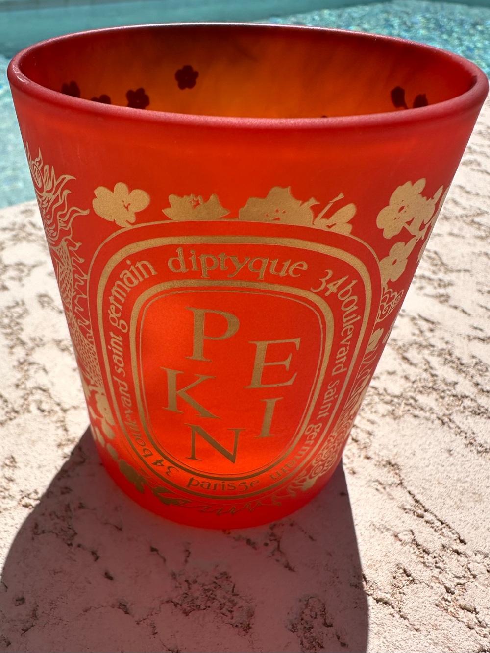 diptyque Red and Gold Peking Glass Votive -